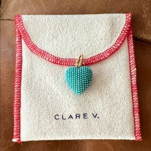 Clare V Aqua Beaded Heart Charm